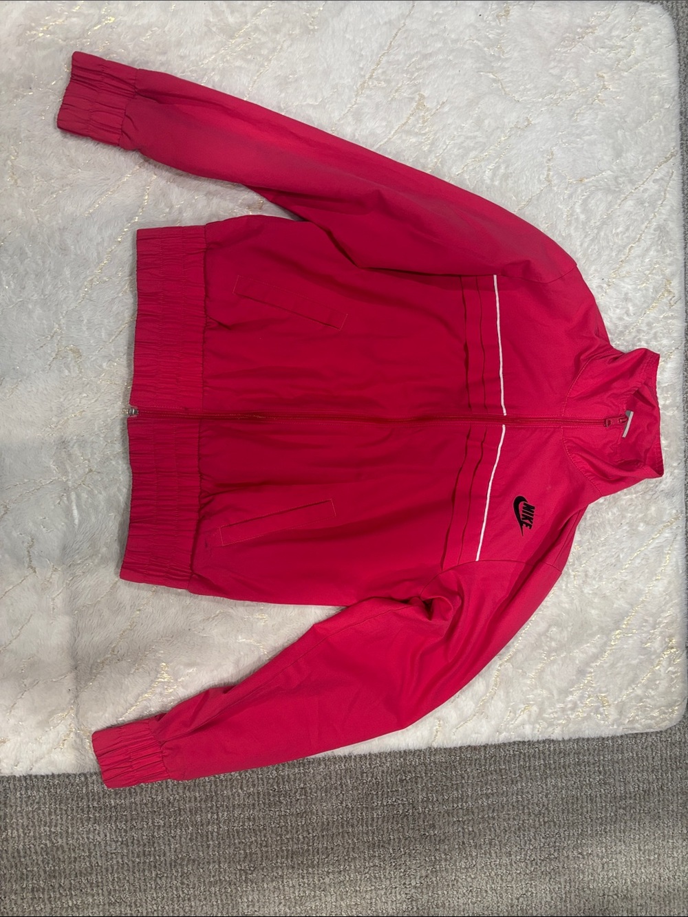 Nike Hot Pink Women's Bomber Jacket with White Piping